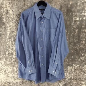 Ivy Crew Mens Size 17-17.5 34/35 Checker Cotton Blend Button Shirt Blue Collared